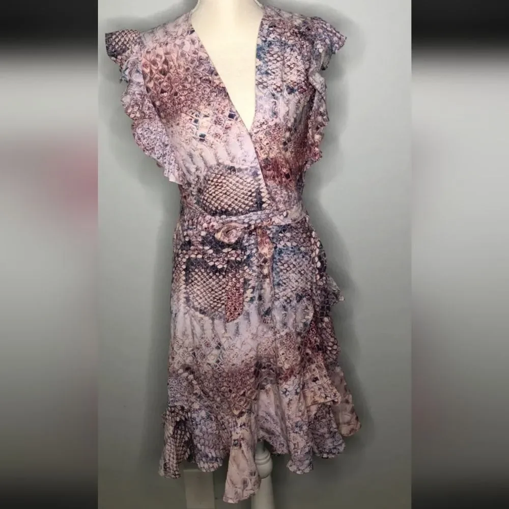 7 For All Mankind Snakeprint Wrap Dress XL Boho Hippie Summer Silk/Viscose NWT - Picture 6 of 11